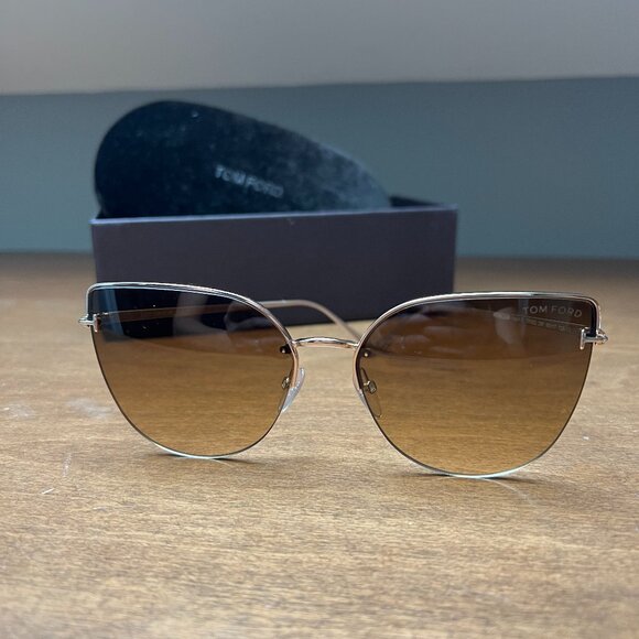 Tom Ford Accessories - Tom Ford Ingrid Cat Eye Rose Gold Sunglasses - 0136